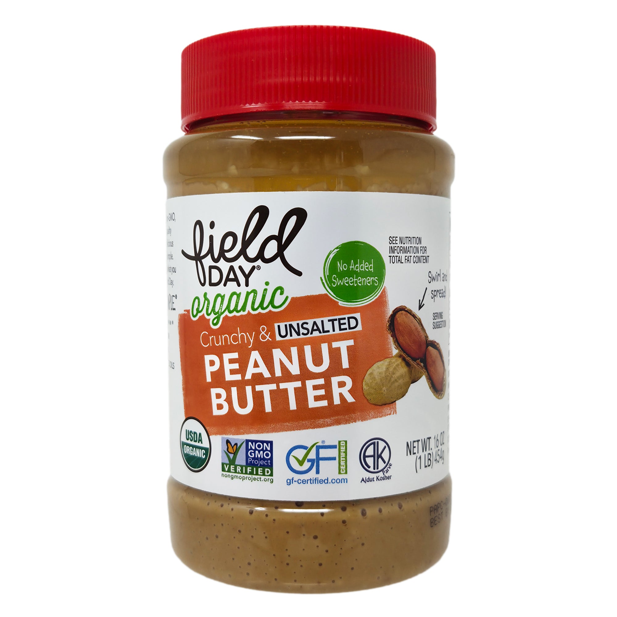 Field Day Organic Crunchy Unsalted Peanut Butter - 16 oz.